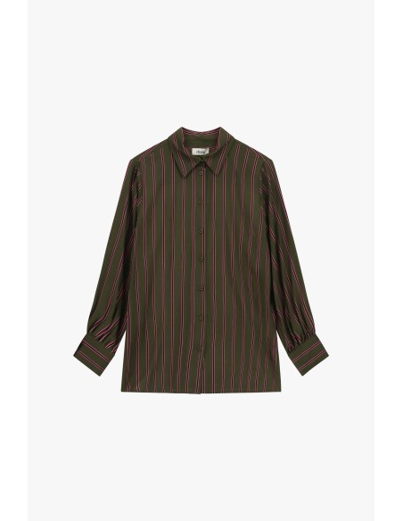 Camisa às Riscas Verticais com Punhos Abotoados Dixie