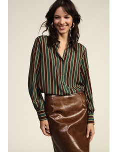 Camisa às riscas verticais com mangas compridas Dixie
