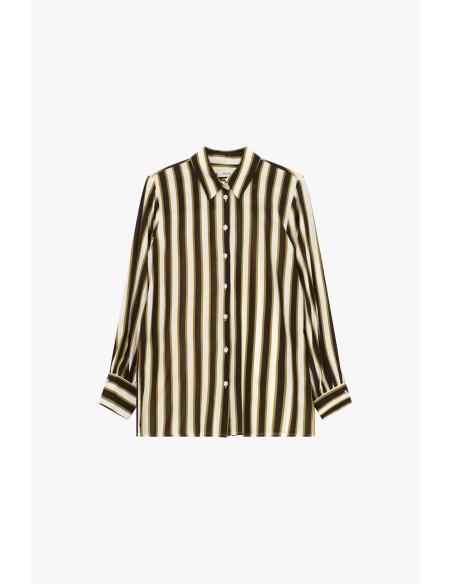 Camisa às riscas verticais com mangas compridas Dixie