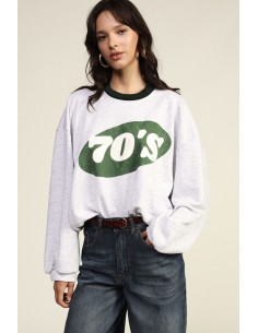 Sweatshirt de gola redonda com estampado dos anos 70 e fundo assimétrico Dixie