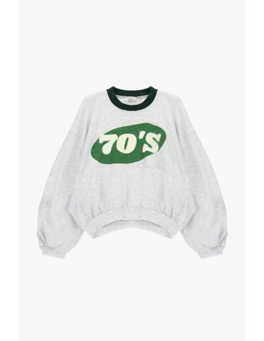 Sweatshirt de gola redonda com estampado 70's e bainha assimétrica Dixie