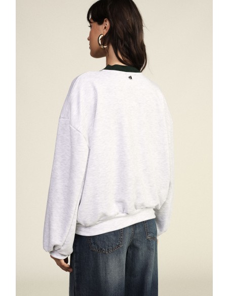 Sweatshirt de gola redonda com estampado 70's e fundo assimétrico Dixie