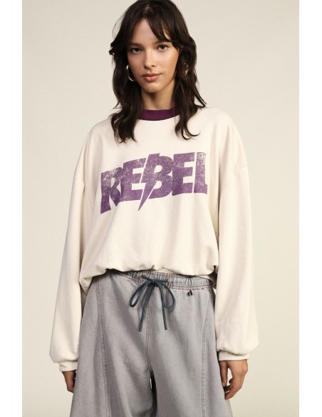 Sweatshirt de gola redonda com estampado gráfico Rebel Dixie