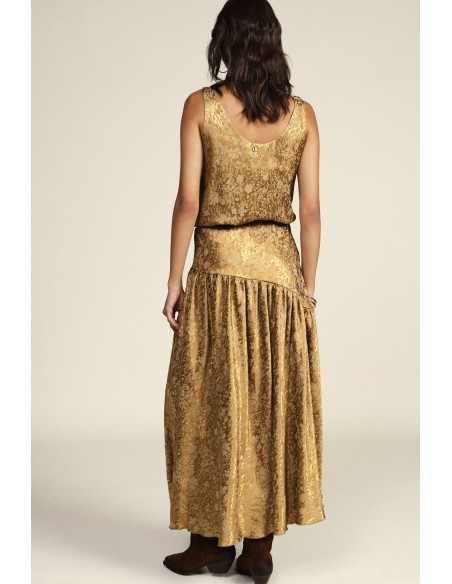 Saia midi com padrão floral e corte assimétrico Dixie