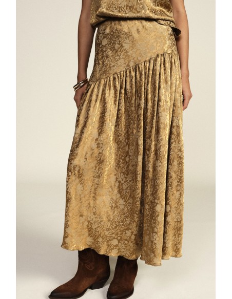 Saia midi com padrão floral e corte assimétrico Dixie