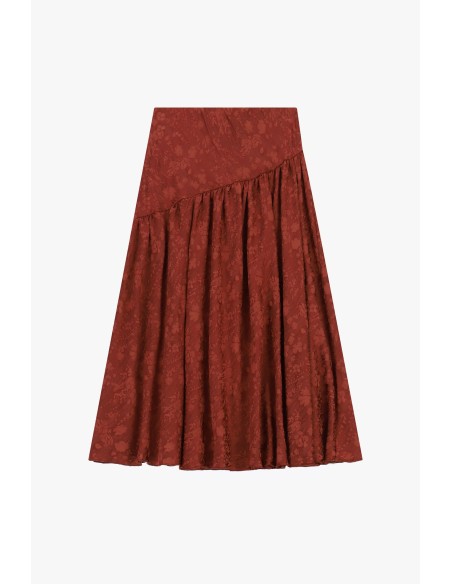 Saia midi com padrão floral e corte assimétrico Dixie