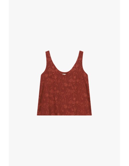 Top amplo em jacquard floral com decote profundo Dixie