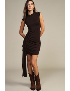 Vestido curto com detalhe drapeado lateral Dixie