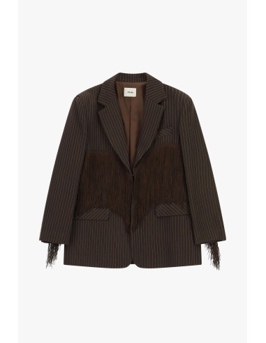 Blazer às riscas com franjas decorativas Dixie