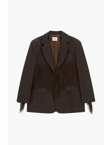 Blazer às riscas com franjas decorativas Dixie