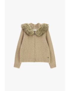 Cardigan com fecho de correr e capuz com acabamento em pelo Dixie 2