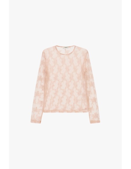 Camisola de manga comprida transparente com padrão floral Dixie