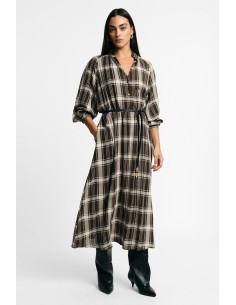 Vestido comprido aos quadrados com cinto ajustável Please