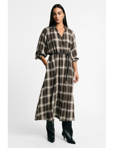 Vestido comprido aos quadrados com cinto ajustável Please