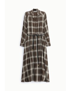 Vestido comprido aos quadrados com cinto ajustável Please 2