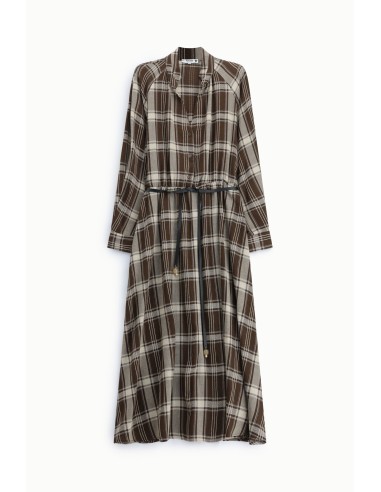 Vestido comprido aos quadrados com cinto ajustável, por favor