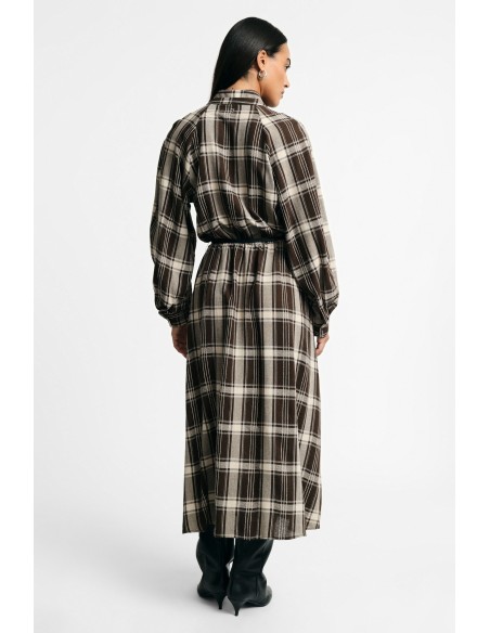 Vestido comprido aos quadrados com cinto ajustável, por favor