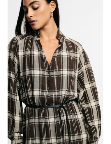 Vestido comprido aos quadrados com cinto ajustável Please
