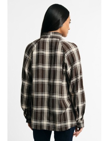 Camisa aos quadrados de manga comprida e gola clássica Please