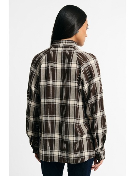 Camisa aos quadrados de manga comprida e gola clássica Please