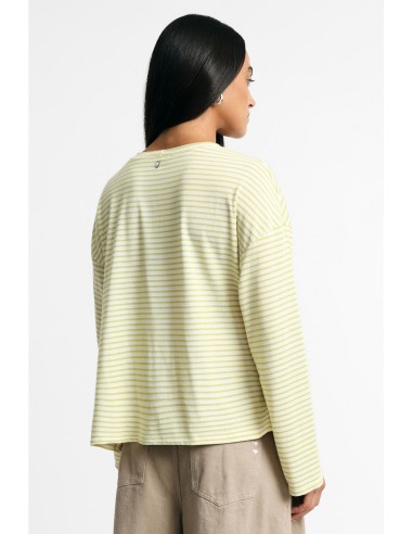 T-Shirt às riscas com nó lateral e mangas compridas, por favor
