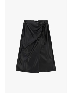 Saia midi com nó lateral e drapeado, por favor 2