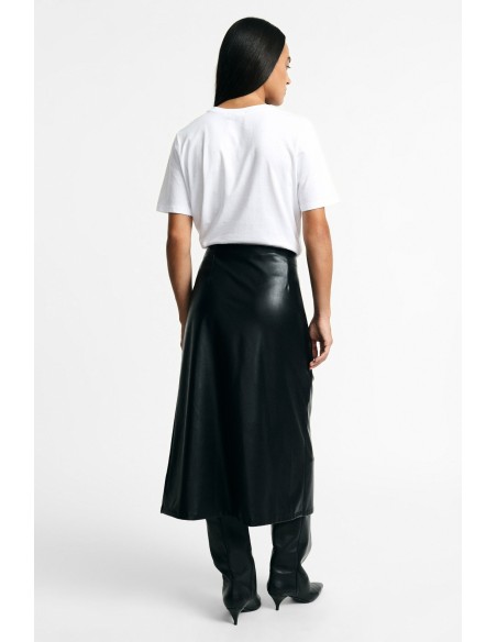 Saia midi com nó lateral e drapeado, por favor