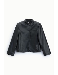 Blazer curto com fecho assimétrico de botão, por favor 2