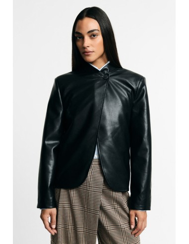 Blazer curto com fecho assimétrico por botão, por favor