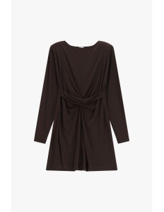 Vestido curto com nó e mangas compridas, por favor 2