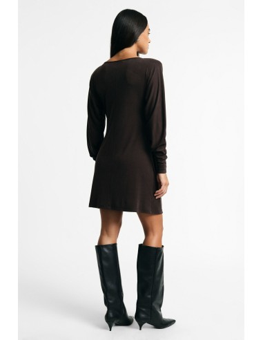 Vestido curto com nó e mangas compridas Please