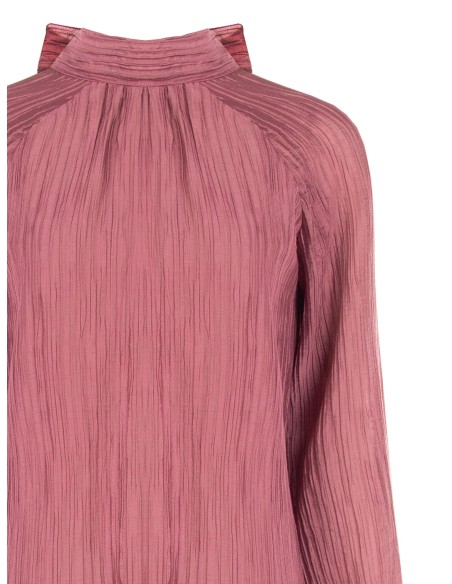 Vestido Curto Largo Plissado em Lyocell com Laço Atrás Rinascimento