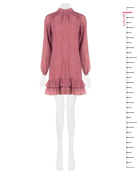 Vestido Curto Amplo Plissado em Lyocell com Laço Atrás Rinascimento