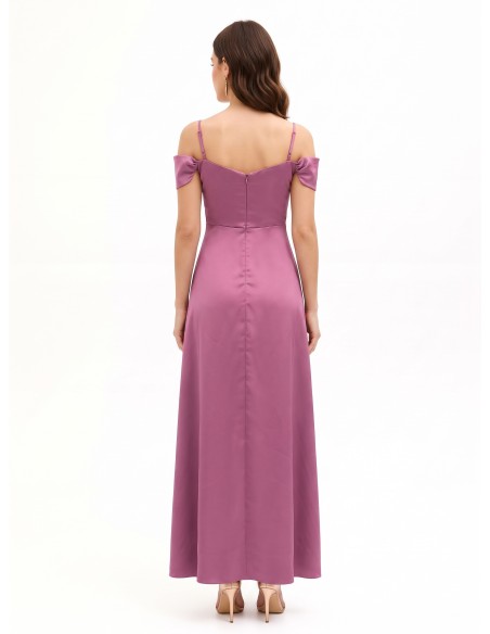 Vestido comprido em cetim estruturado com decote em coração Rinascimento