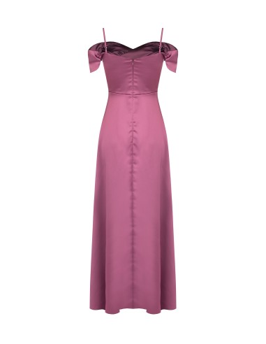 Vestido comprido em cetim estruturado com decote em coração Rinascimento