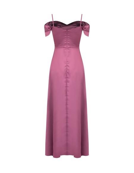 Vestido comprido em cetim estruturado com decote em coração Rinascimento