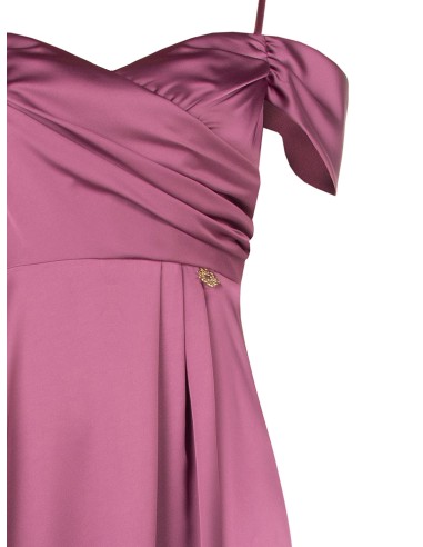 Vestido comprido em cetim estruturado com decote em coração Rinascimento