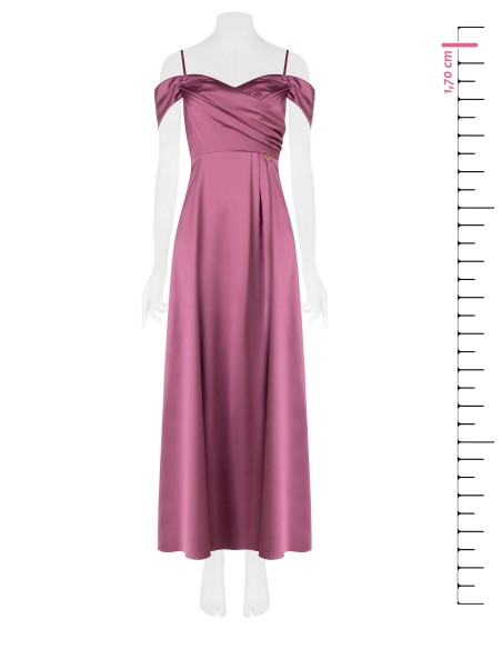 Vestido comprido em cetim estruturado com decote em coração Rinascimento