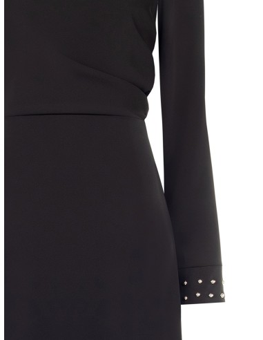 Vestido curto em tecido cadi com tachas nos punhos Rinascimento