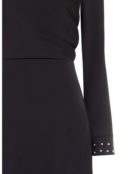 Vestido curto em tecido cadi com tachas nos punhos Rinascimento