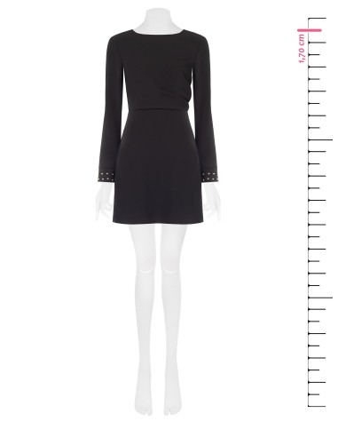 Vestido curto em tecido cadi com tachas nos punhos Rinascimento