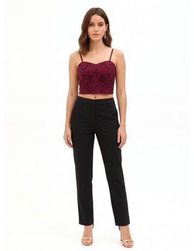 Crop top cai-cai em tecido técnico revestido de renda Rinascimento