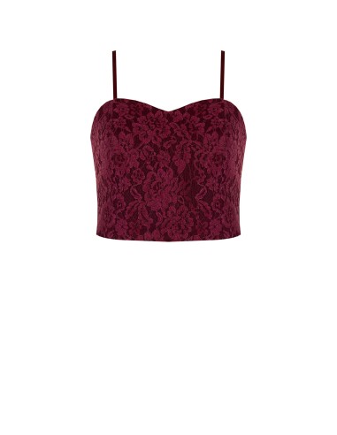 Crop top bustier em tecido técnico revestido de renda Rinascimento