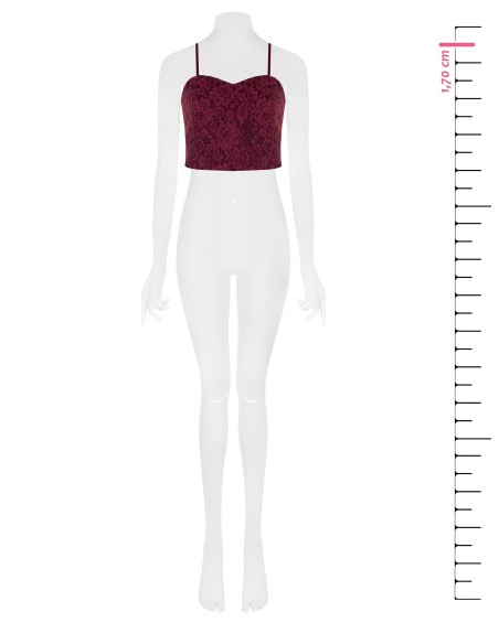 Crop top bustier em tecido técnico revestido de renda Rinascimento