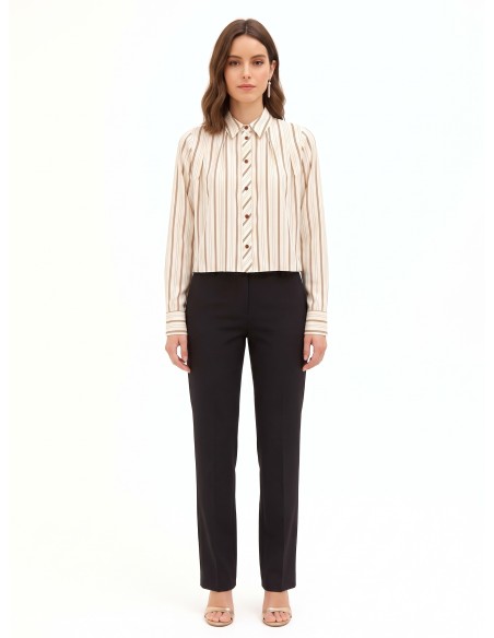 Camisa ampla e curta em mistura de viscose com pregas Rinascimento