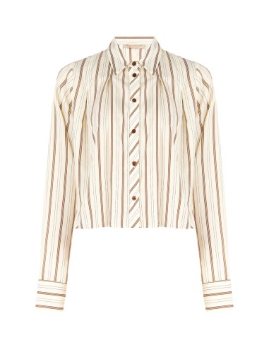 Camisa larga e curta em mistura de viscose com pregas Rinascimento