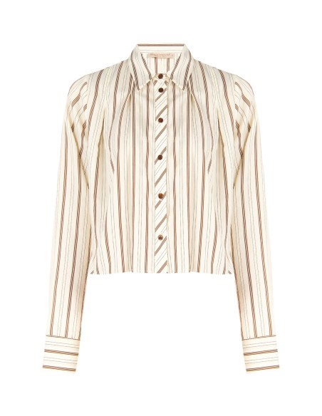 Camisa larga e curta em mistura de viscose com pregas Rinascimento