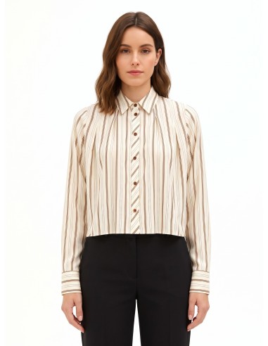 Camisa ampla e curta em mistura de viscose com pregas Rinascimento