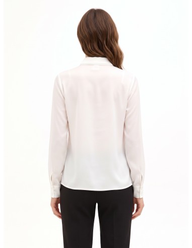 Camisa fluida em cetim e georgette com gravata Rinascimento