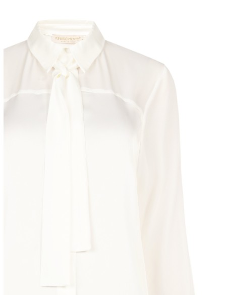 Camisa fluida em cetim e georgette com gravata Rinascimento
